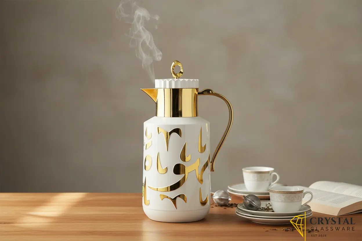 Elegant gold Arabic calligraphy vacuum insulated flask